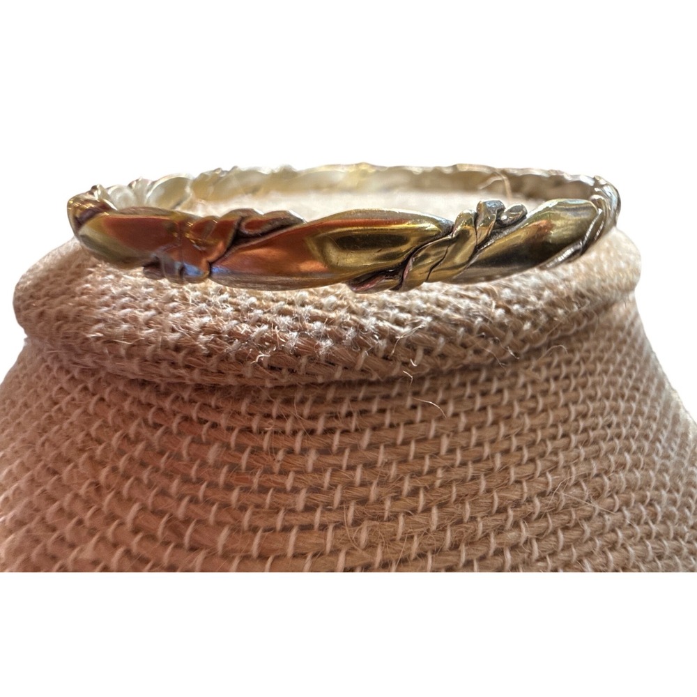 Taxco 925 Mexico Silver Gold Twisted Bangle Bracelet 7.5 READ
